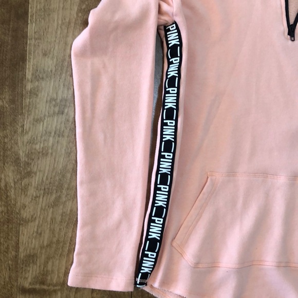 PINK size XS 1/4 zip pullover, light peach color - Picture 3 of 4